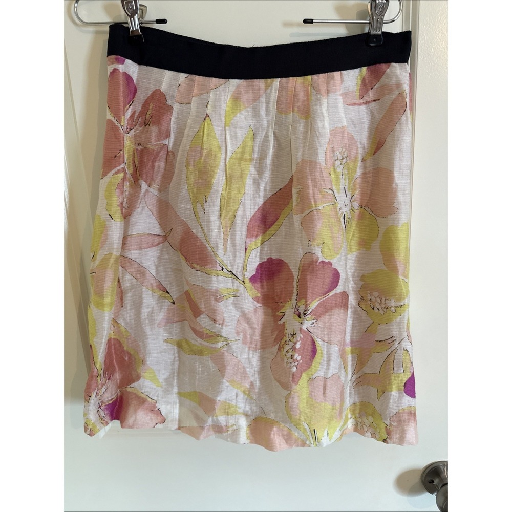 Ann Taylor Loft Floral Linen Blend A Line Skirt Size 2 Pastel Watercolor